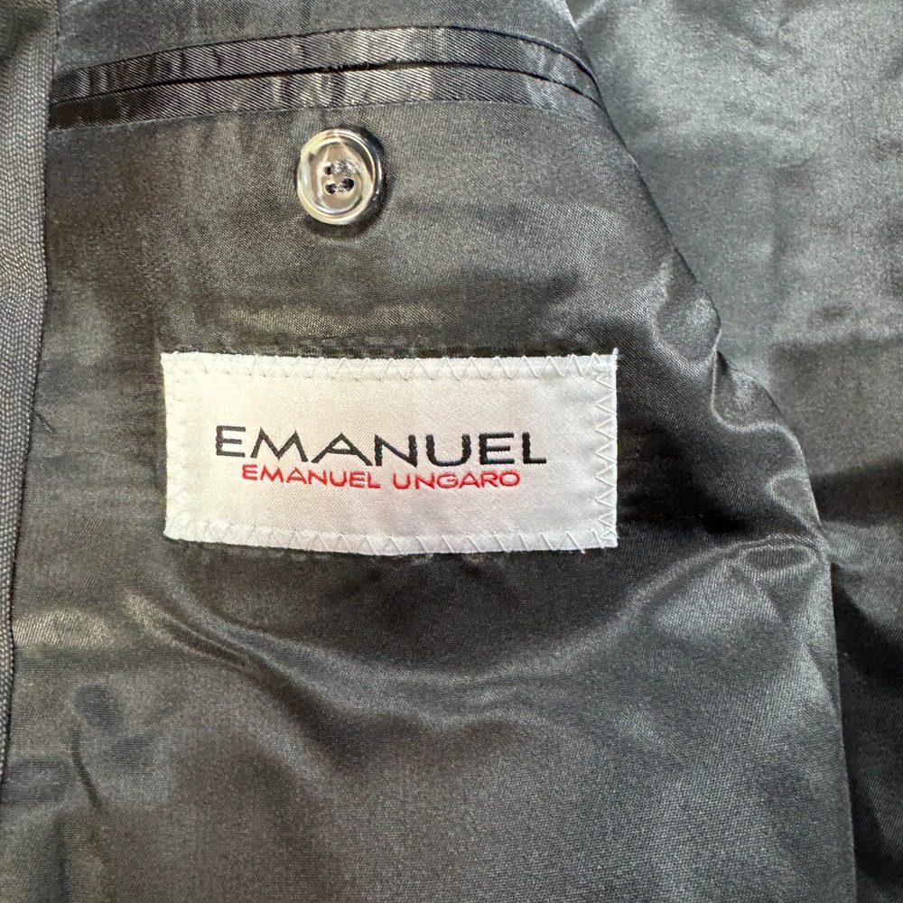 Emanuel Ungaro Mens 46R Sport Coat Blazer 100% Wool Charcoal Gray 3-Button Suit - Picture 7 of 8